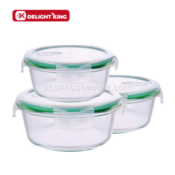 Conjunto de recipientes de vidro para alimentos com ventilação de pressão